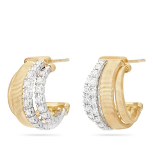 Marco Bicego Masai 18K Yellow Gold Diamond Huggie Earrings