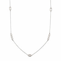 14K White Gold Baguette & Round Diamond By The Yard Necklace