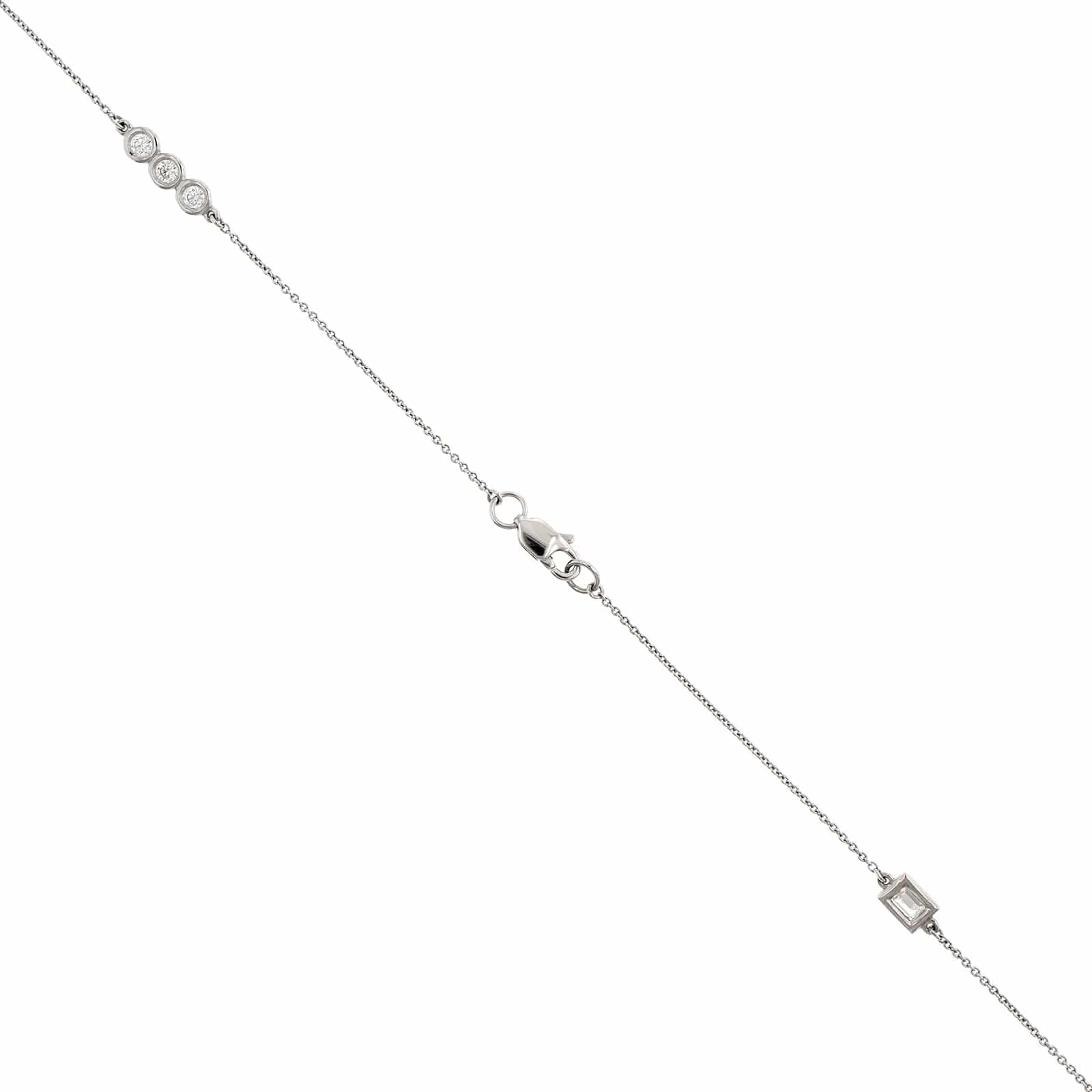 14K White Gold Baguette & Round Diamond By The Yard Necklace