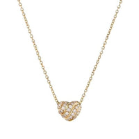 Heart Pendant Necklace in 18K Yellow Gold with Pavé Diamonds