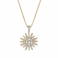 Starburst Pendant Necklace in 18K Yellow Gold with Full Pavé Diamonds