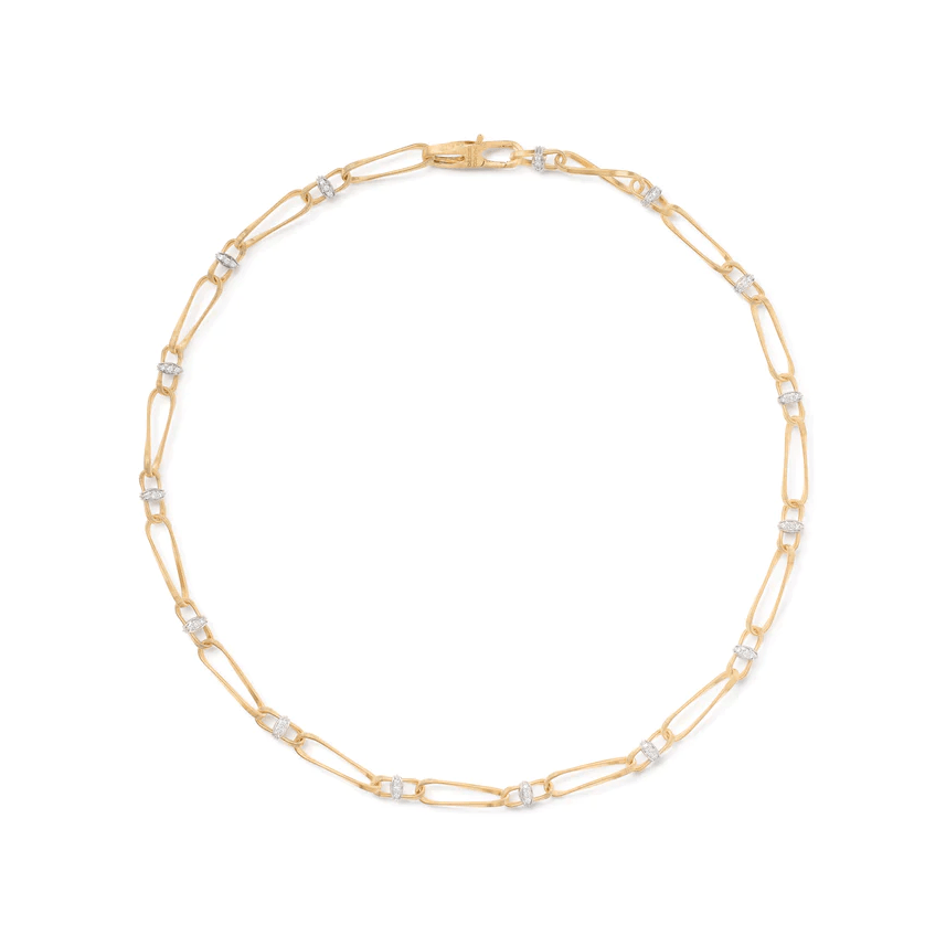 Marco Bicego Marrakech Onde 18K Yellow Gold Diamond Twist Necklace