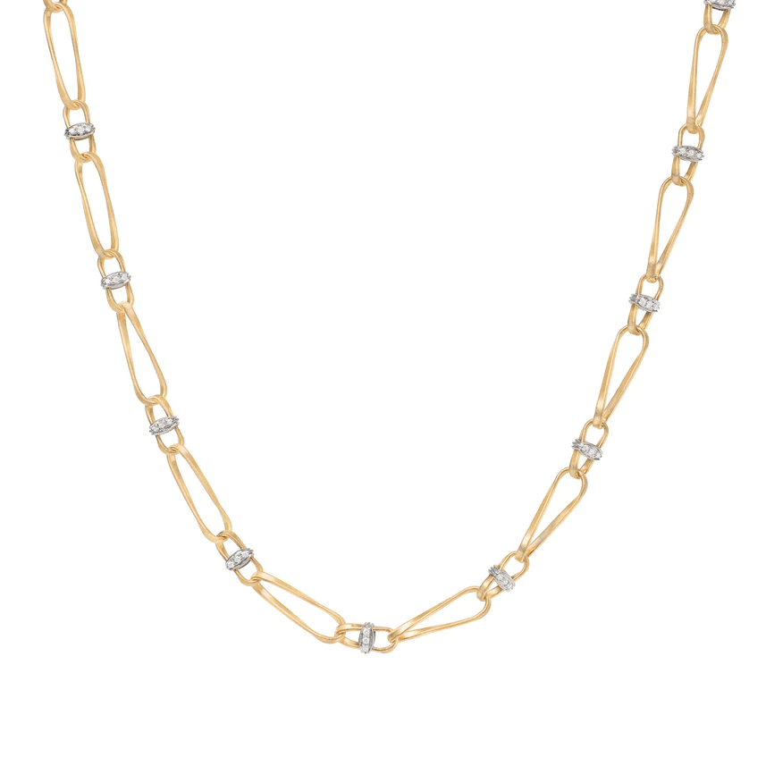 Marco Bicego Marrakech Onde 18K Yellow Gold Diamond Twist Necklace