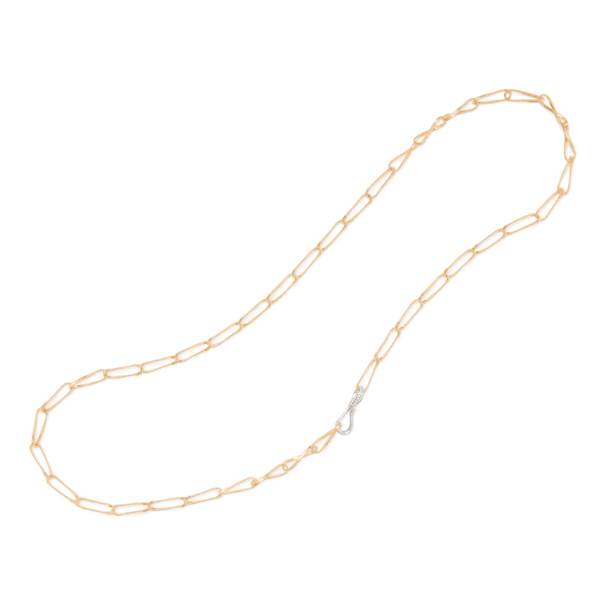 Marco Bicego Marrakech Onde 18K Yellow Gold Diamond Twist Lariat Necklace