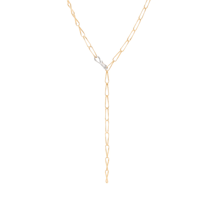 Marco Bicego Marrakech Onde 18K Yellow Gold Diamond Twist Lariat Necklace