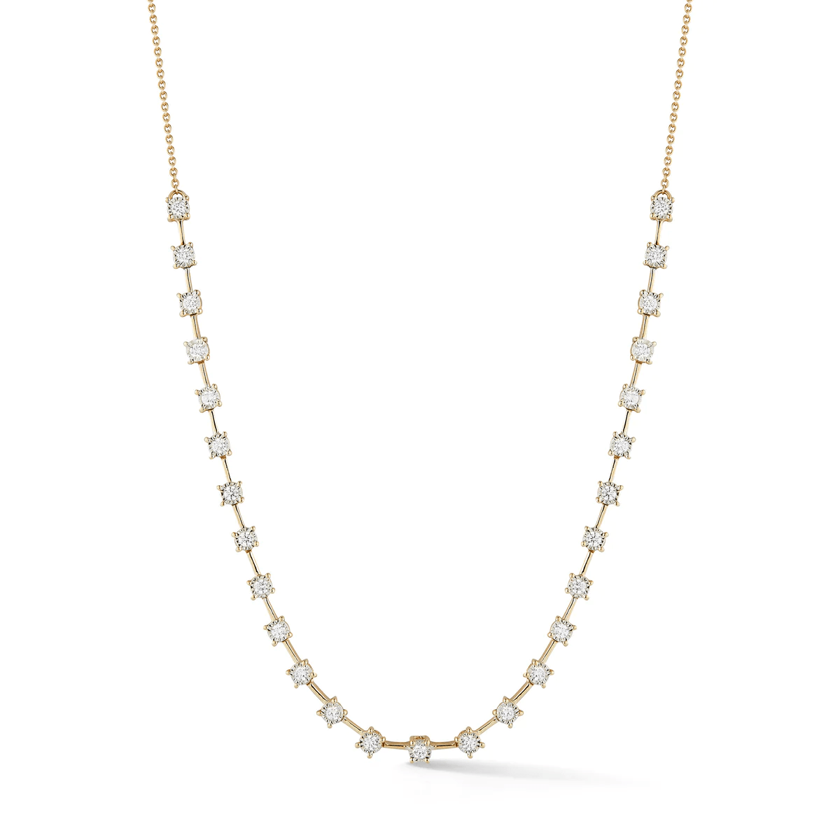 14K Yellow Gold Interval Diamond Necklace