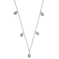 14K White Gold Pave Diamond Pear Necklace