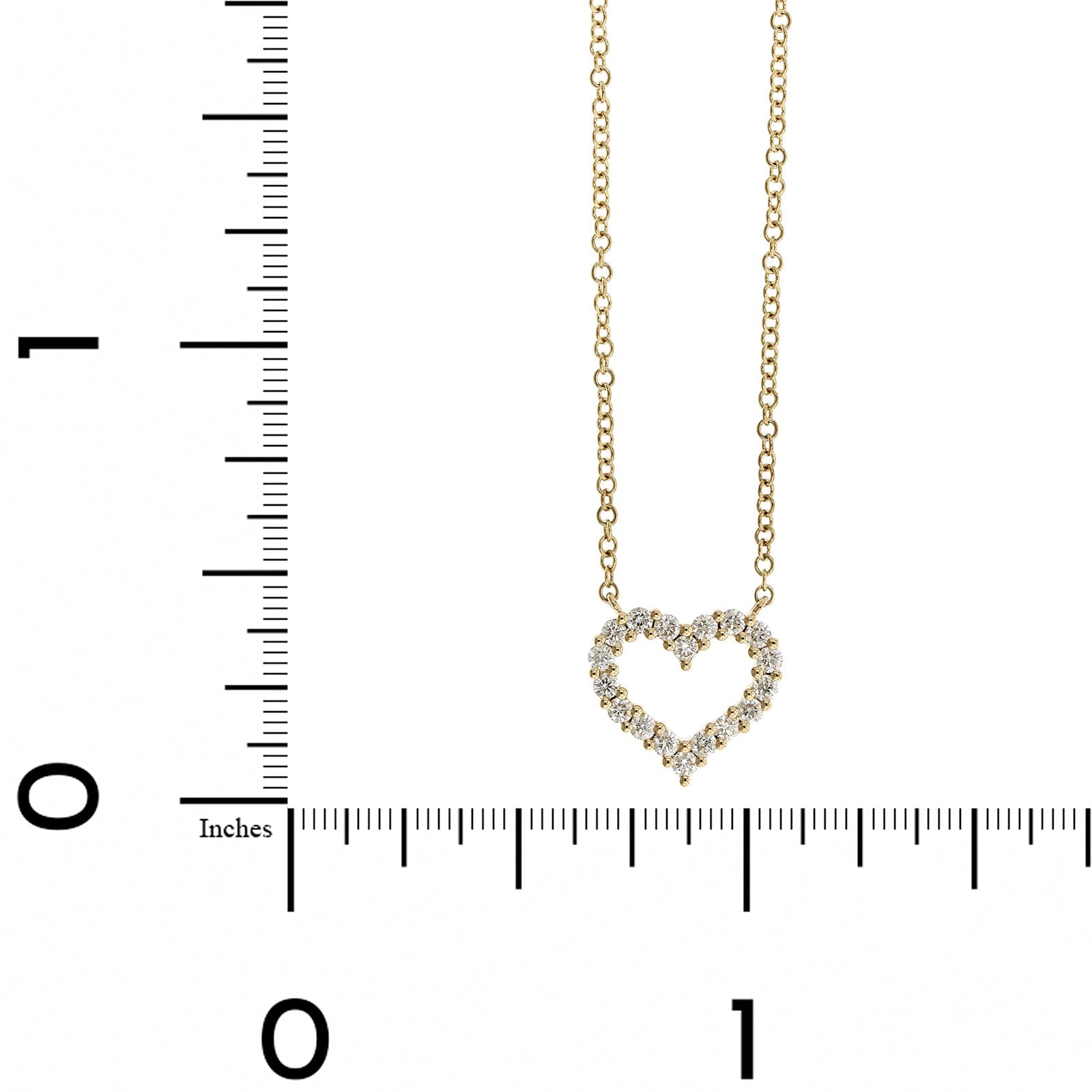 14K Yellow Gold Open Pave Diamond Heart Necklace