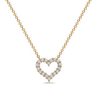 14K Yellow Gold Open Pave Diamond Heart Necklace