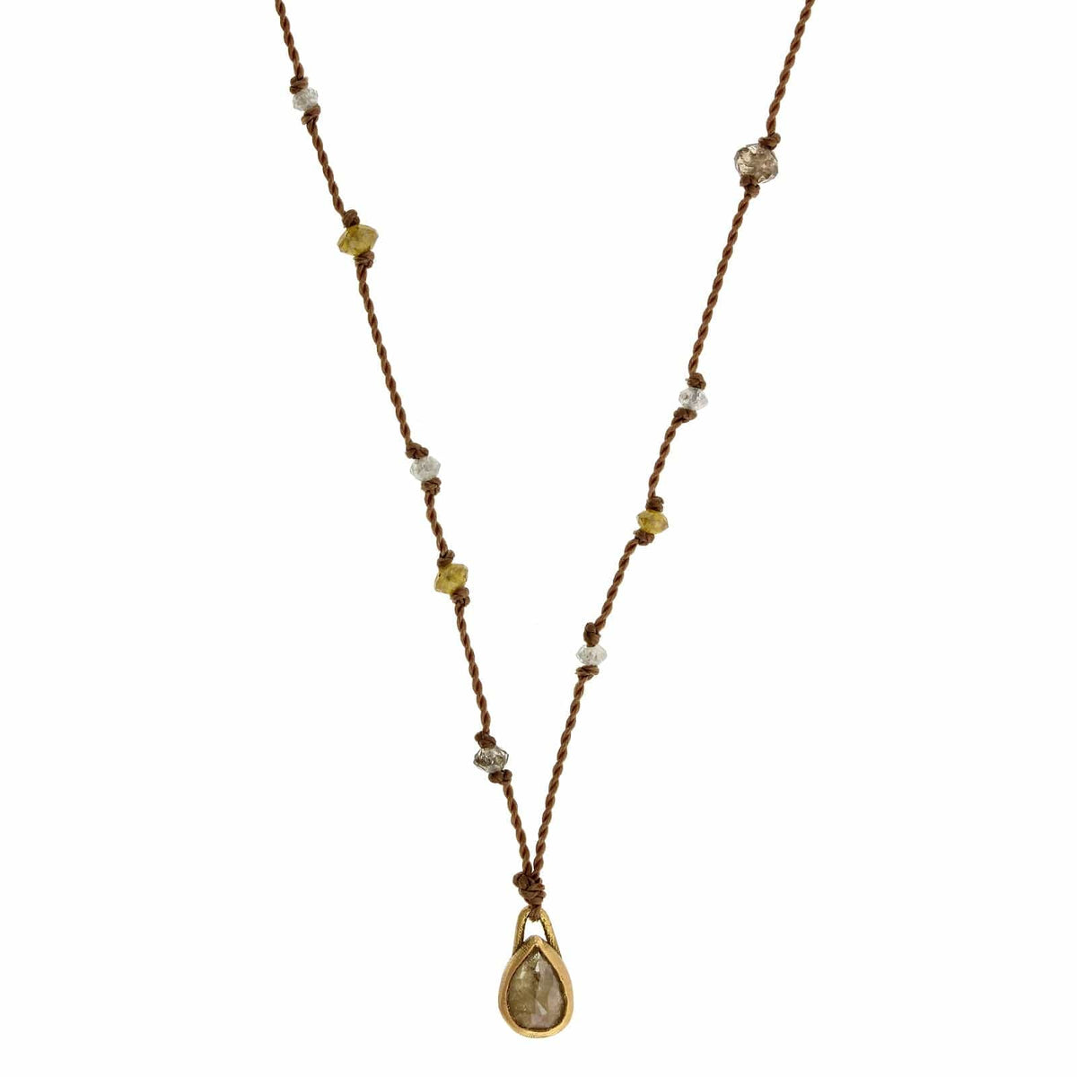 18K Yellow Gold Rustic Diamond Necklace