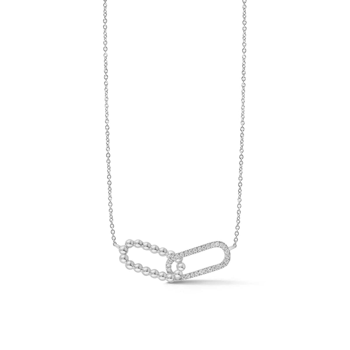 14K White Gold Poppy Rae Interlocking Diamond Link Necklace