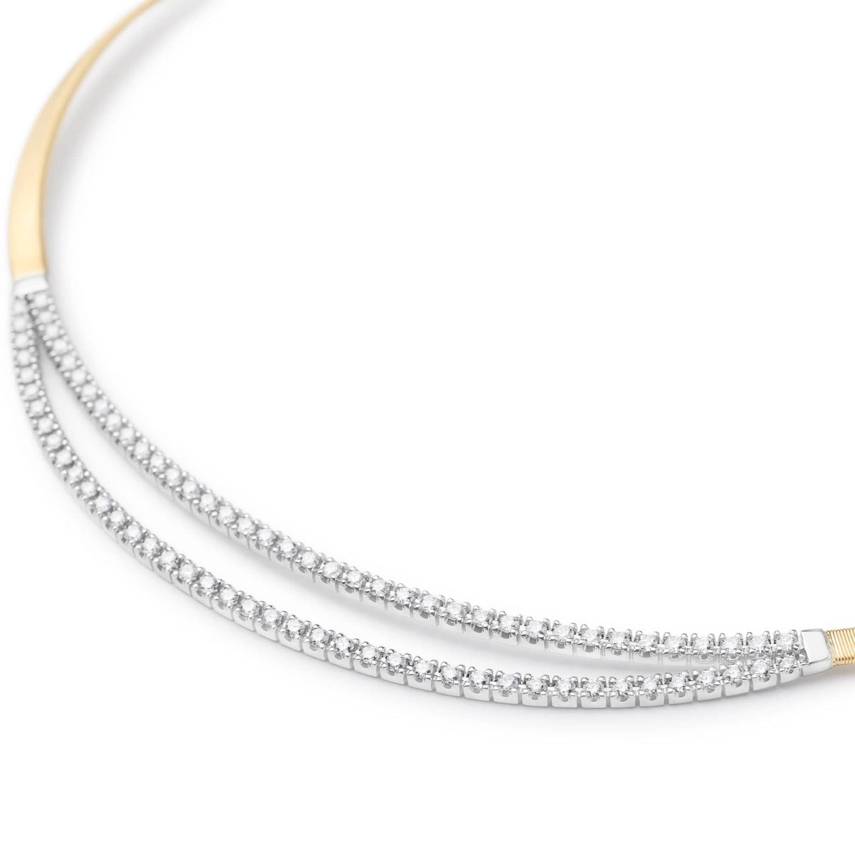 Marco Bicego 18K Yellow & White Gold Double Row Masai Diamond Coil Collar Necklace