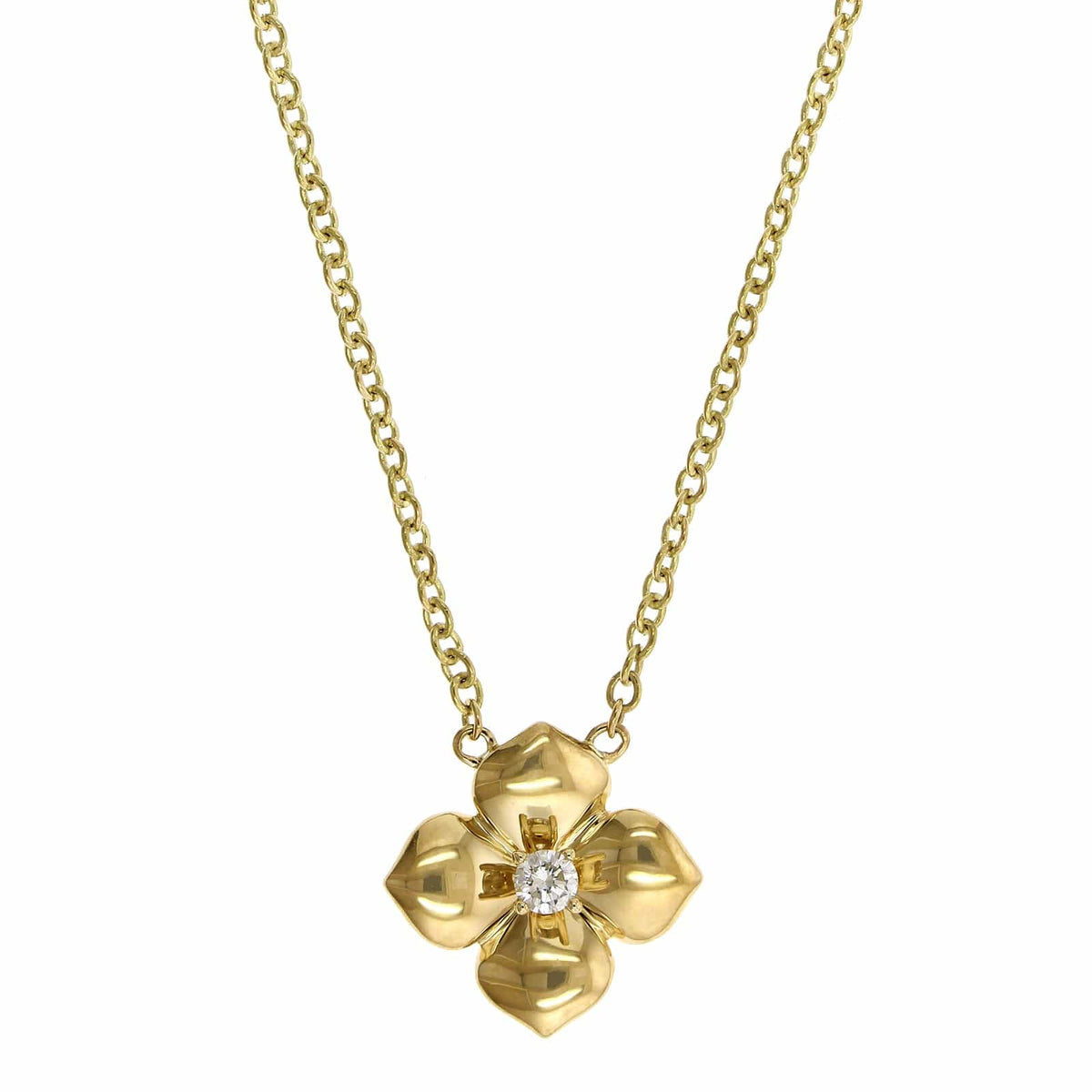 Penny Preville 18K Yellow Gold Flower Diamond Pendant