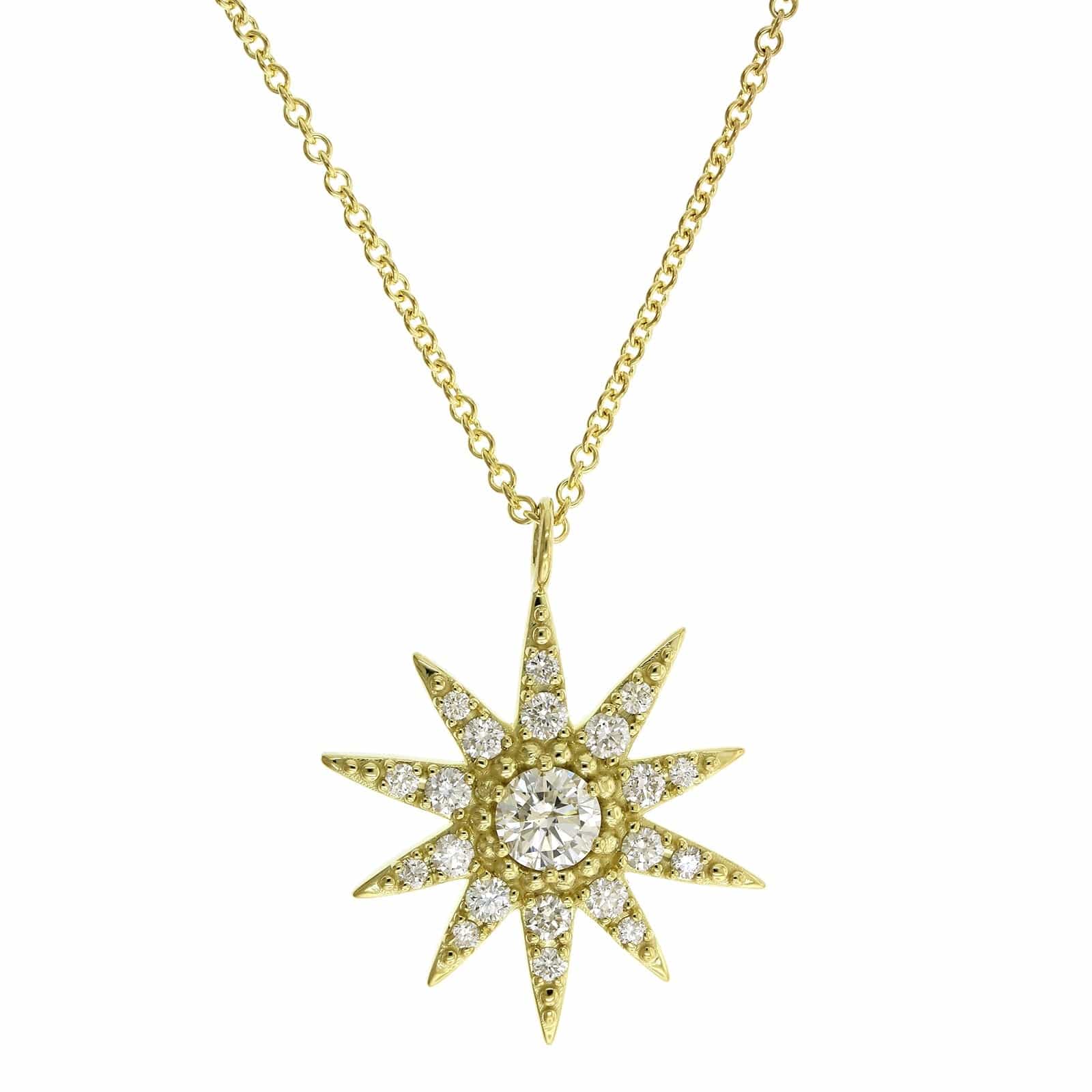 18K Yellow Gold Diamond Star Pendant