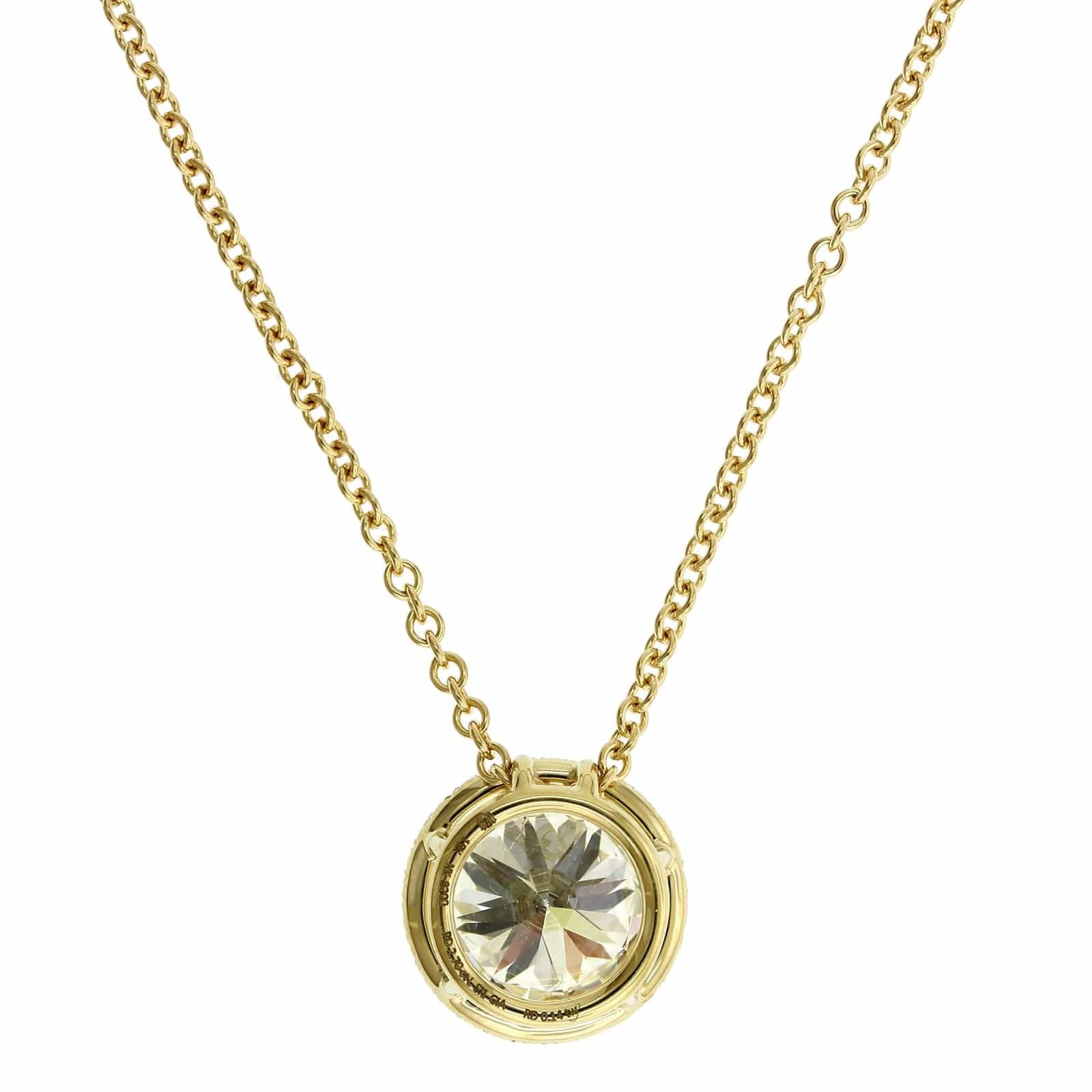 18K Yellow Gold Diamond and Diamond Halo Pendant