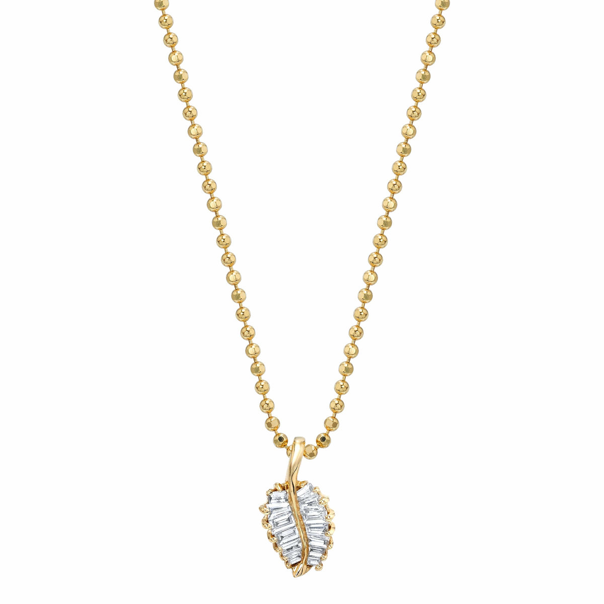 Anita Ko 18K Yellow Gold Leaf Diamond Necklace