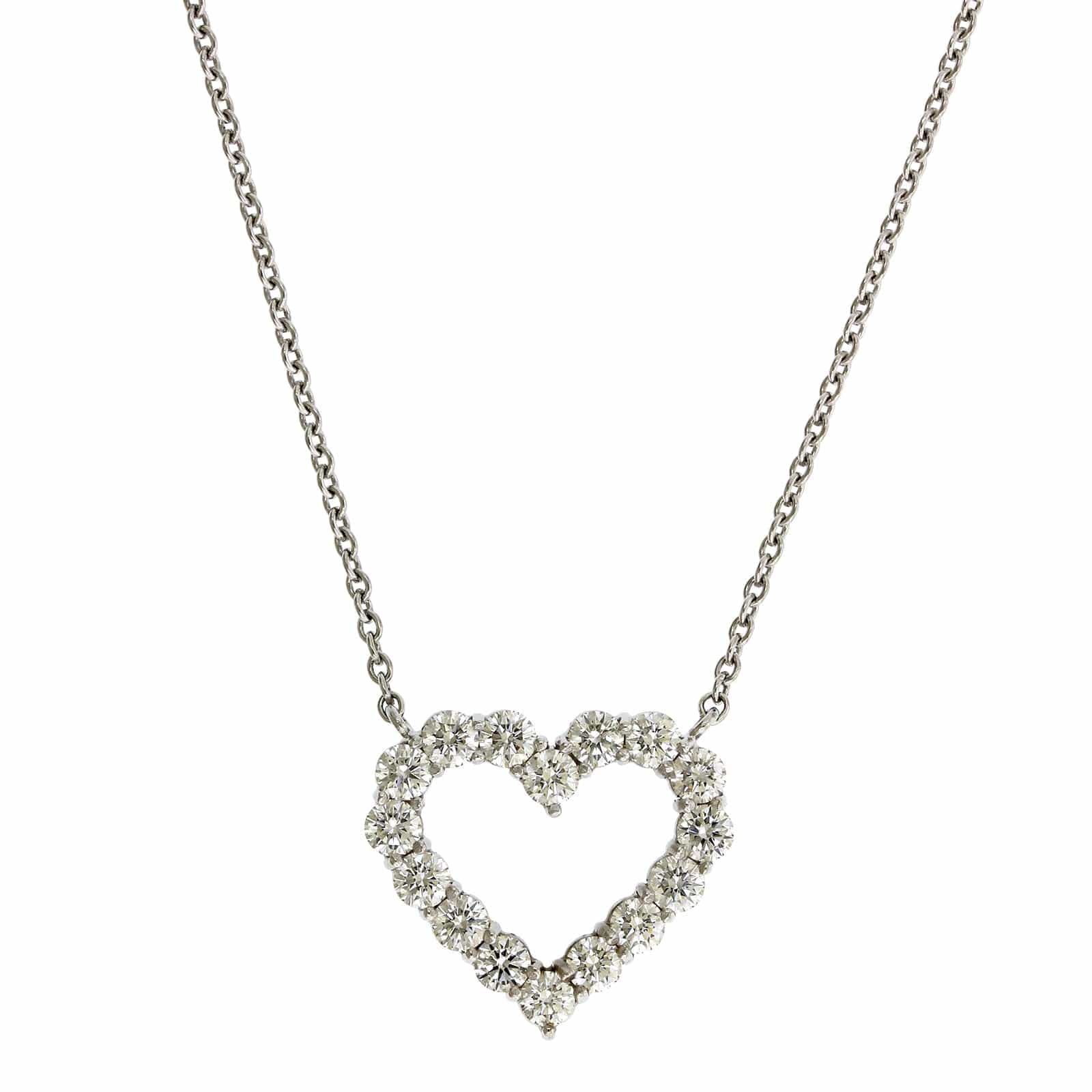 18K White Gold Diamond Heart Necklace