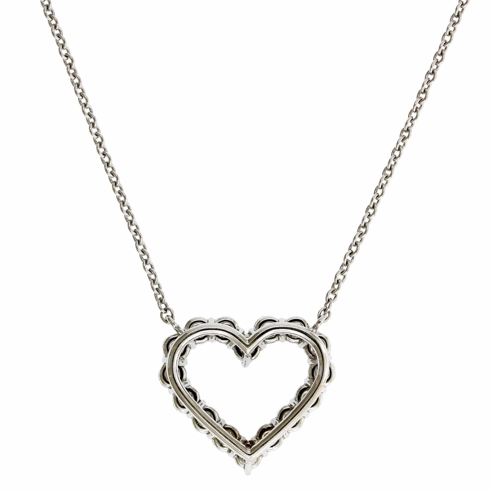 18K White Gold Diamond Heart Necklace