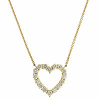 18K Yellow Gold Diamond Heart Necklace