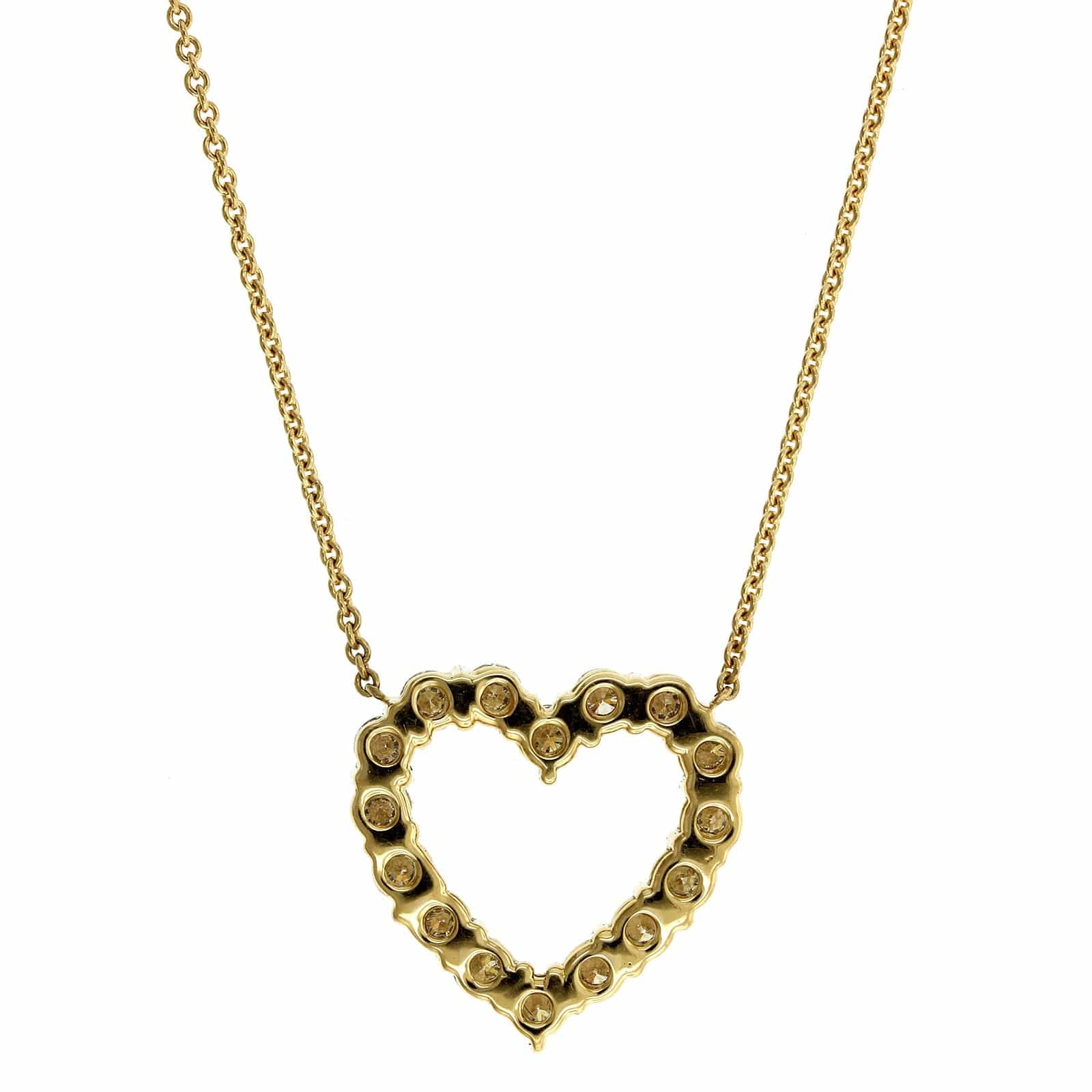 18K Yellow Gold Diamond Heart Necklace