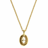 18K Yellow Gold Oval Diamond Halo Necklace