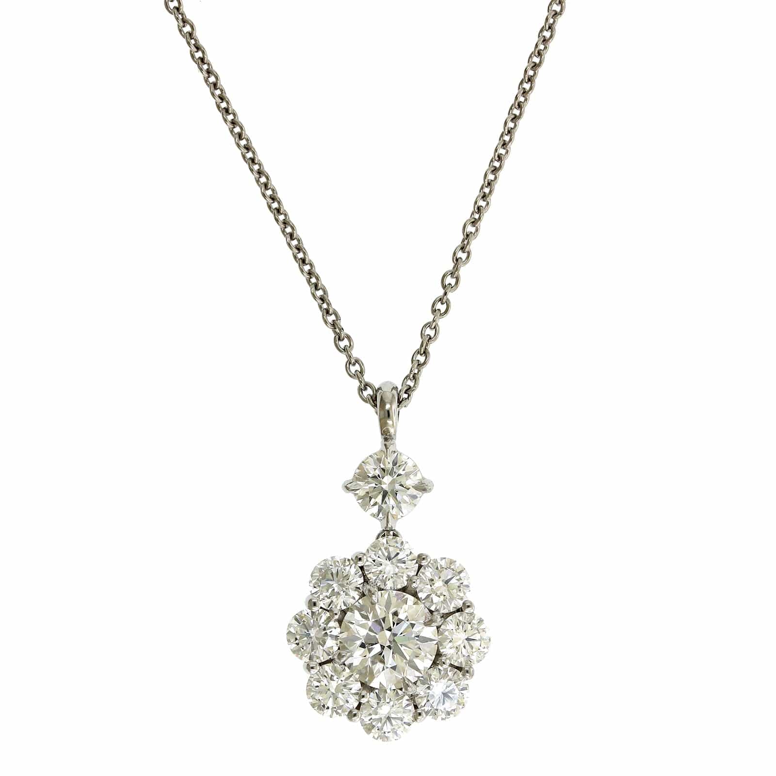 Platinum Diamond Cluster Necklace