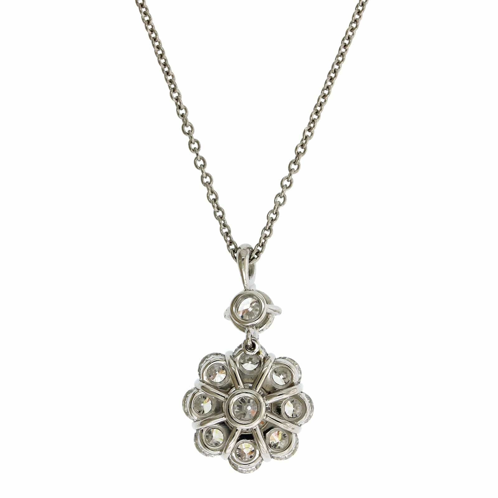 Platinum Diamond Cluster Necklace