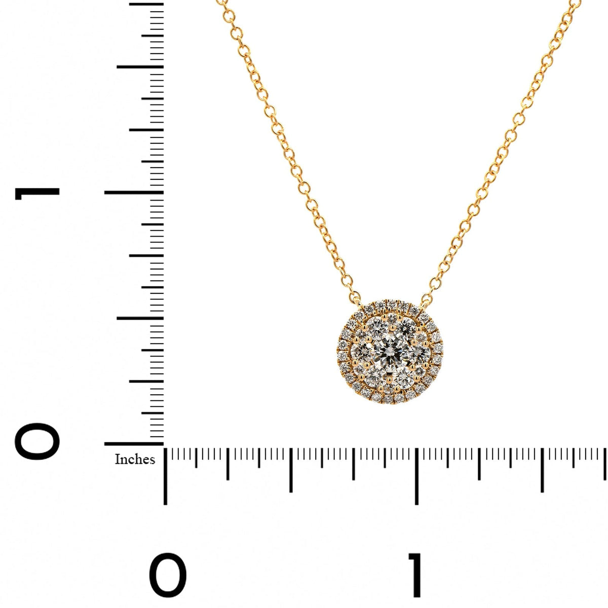 14K Yellow Gold Diamond Cluster Necklace