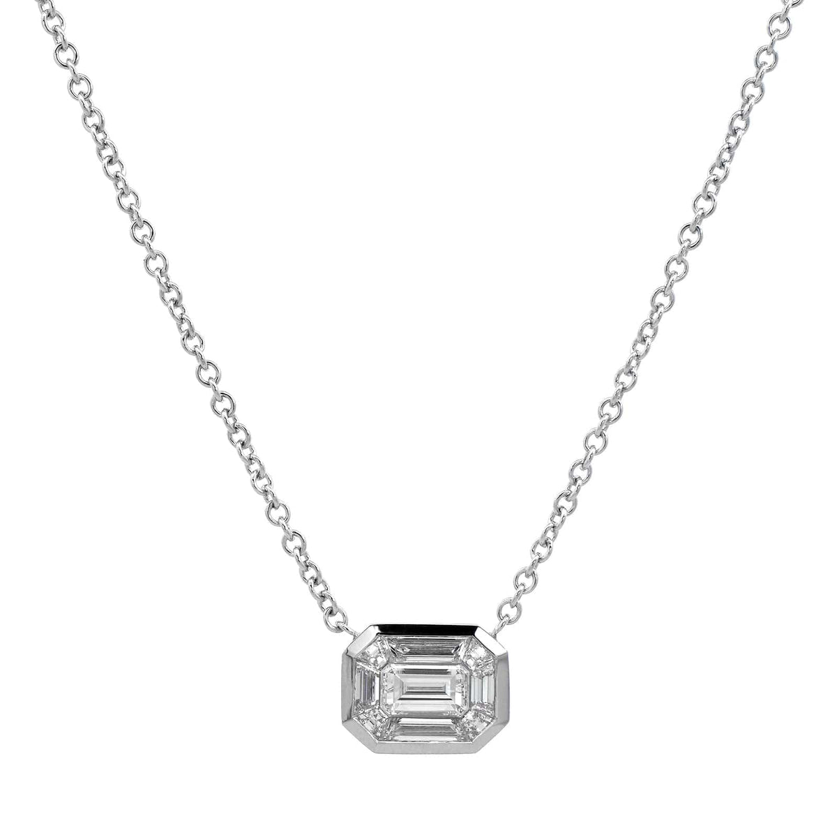 18K White Gold Kaleidoscope Diamond Pendant Necklace