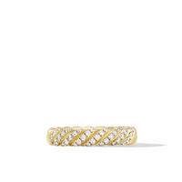 Sculpted Cable Band Ring in 18K Yellow Gold with Diamonds, 4.6mm