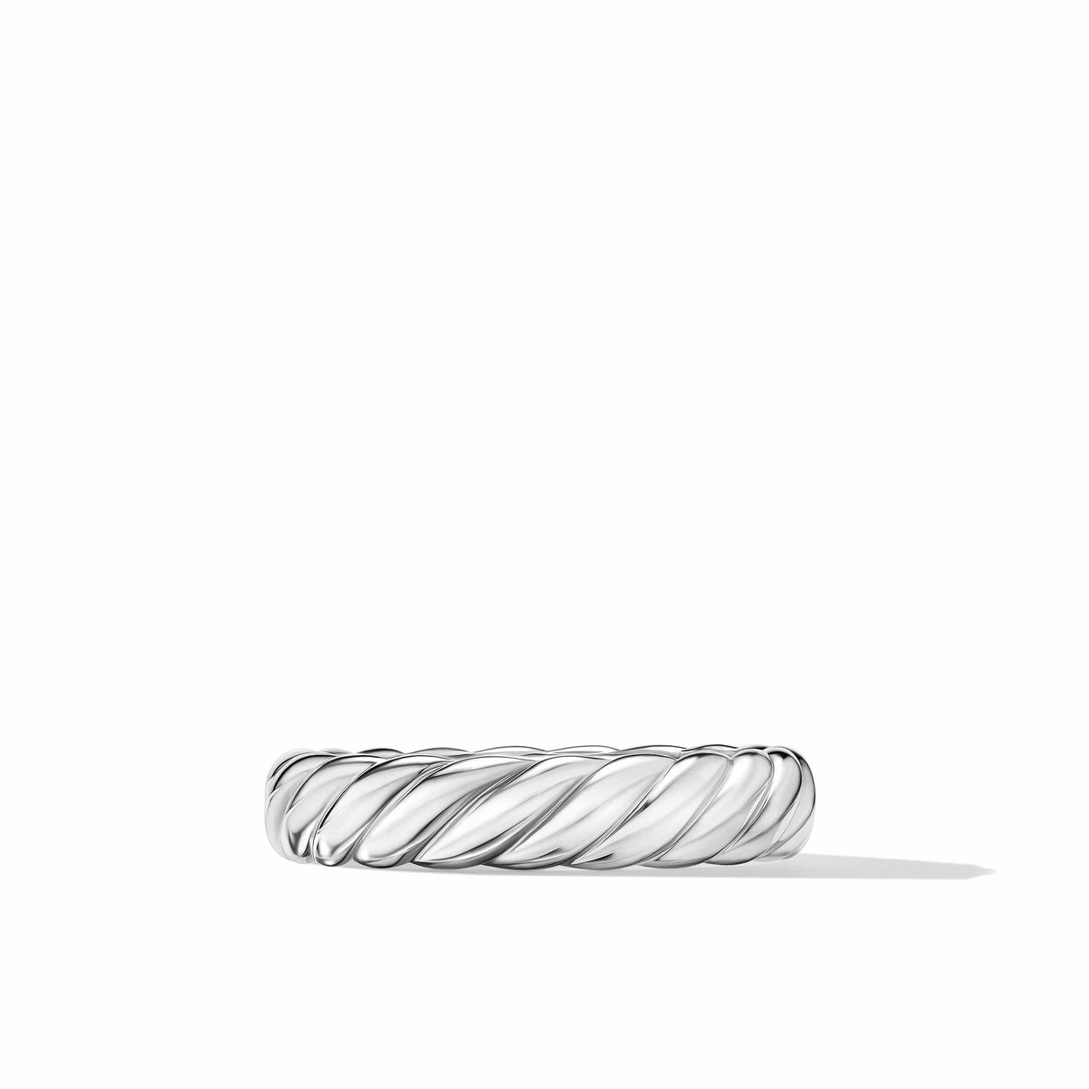 Sculpted Cable Band Ring in 18K White Gold, 4.6mm