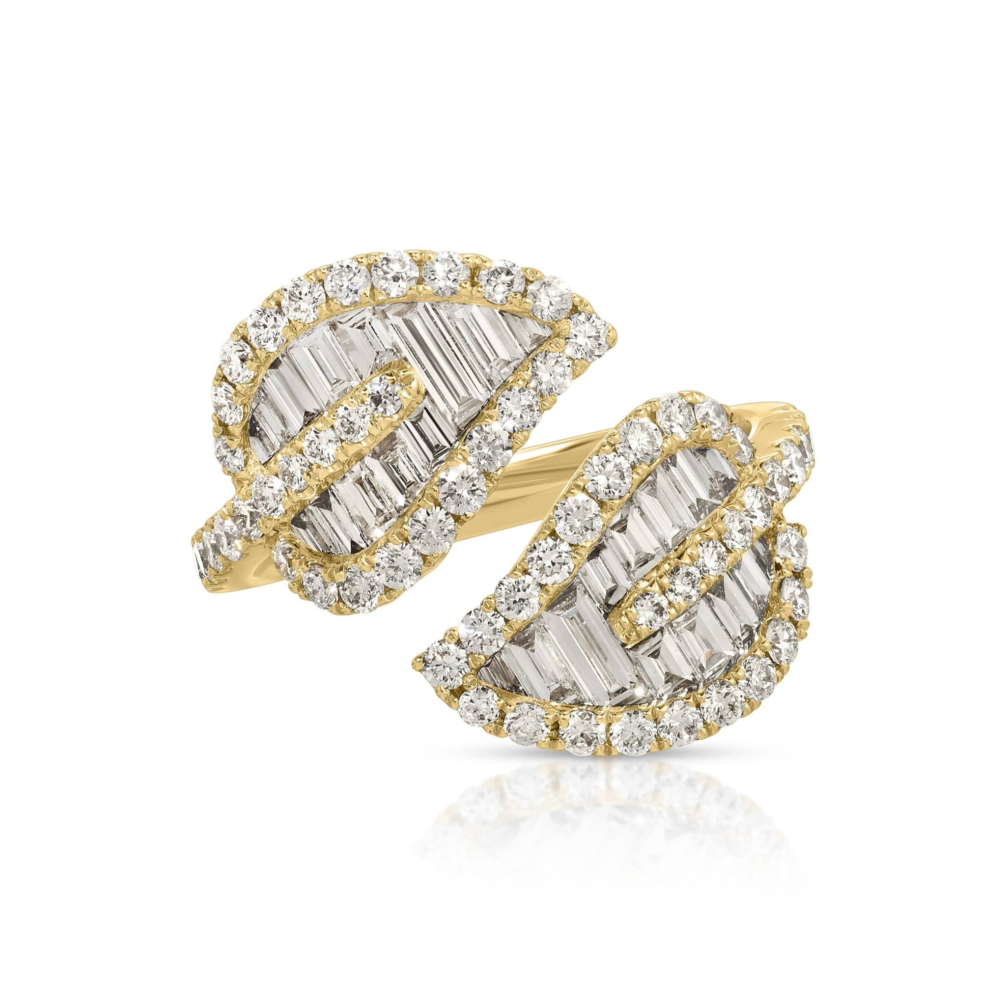 Anita Ko 18K Yellow Gold Diamond Pave and Baguette Wrap Leaf Ring