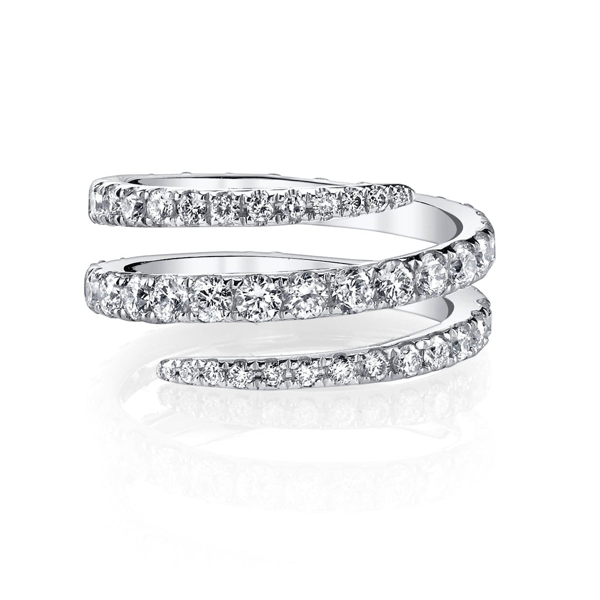 Anita Ko 18K White Gold Pave Diamond Coil Ring