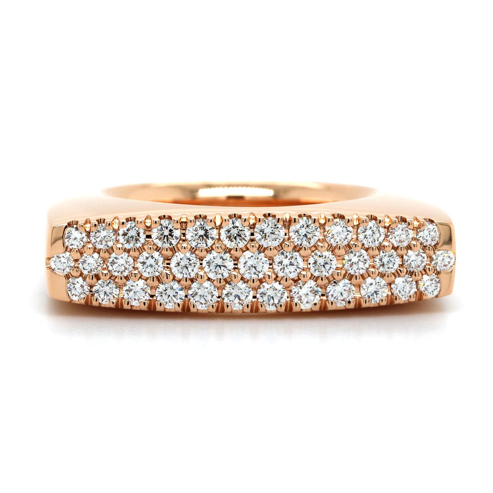 18K Rose Gold Bar Pave Diamond Ring