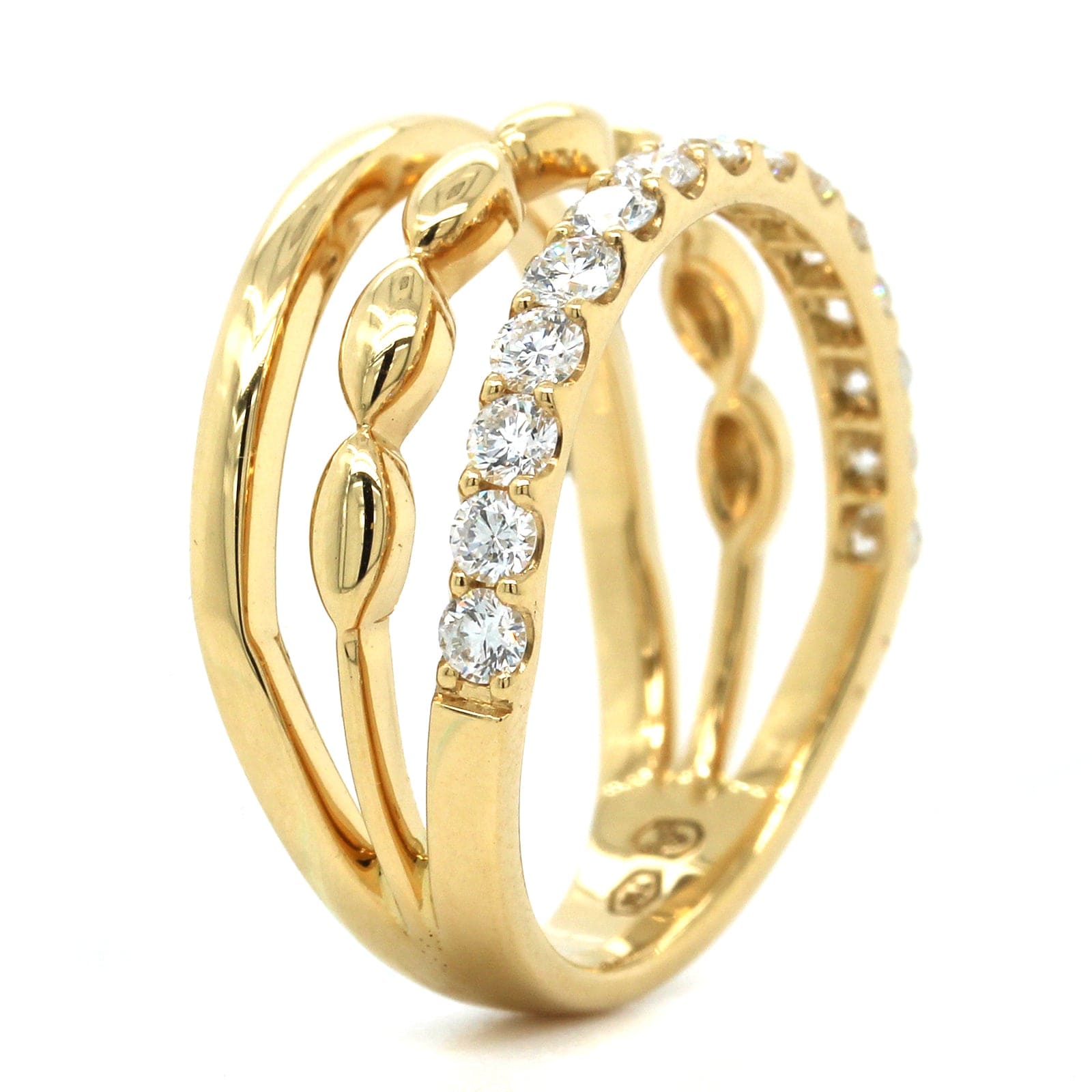 18K Yellow Gold 3 Row Diamond Band – Long's Jewelers