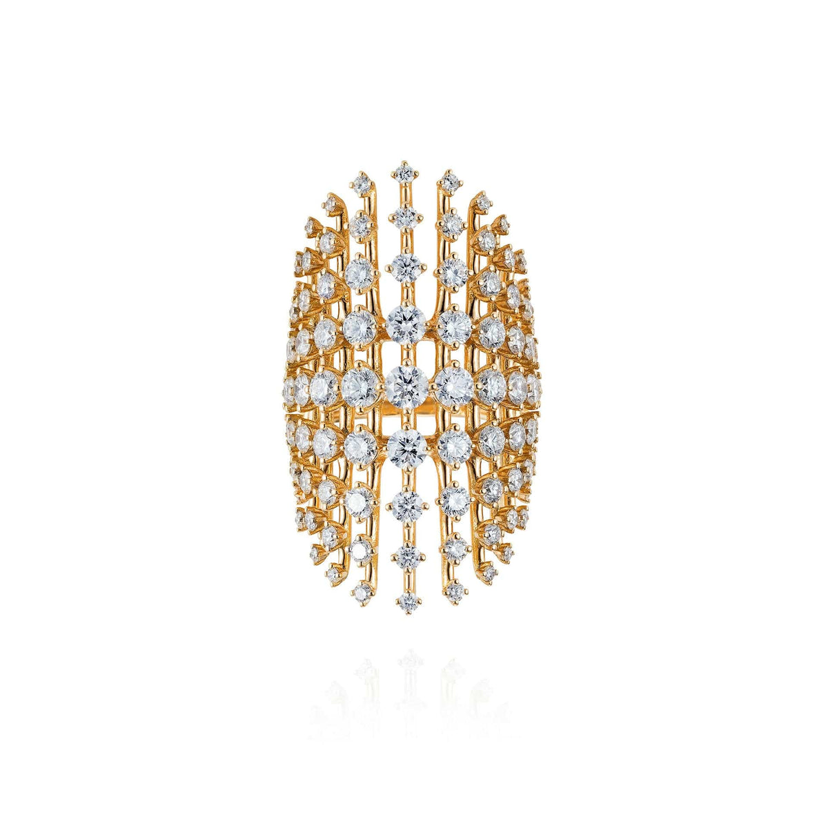 18K Yellow Gold and Diamond Disco Ring