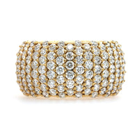 Zydo 18K Yellow Gold Alternating Diamond Rows Stretch Ring