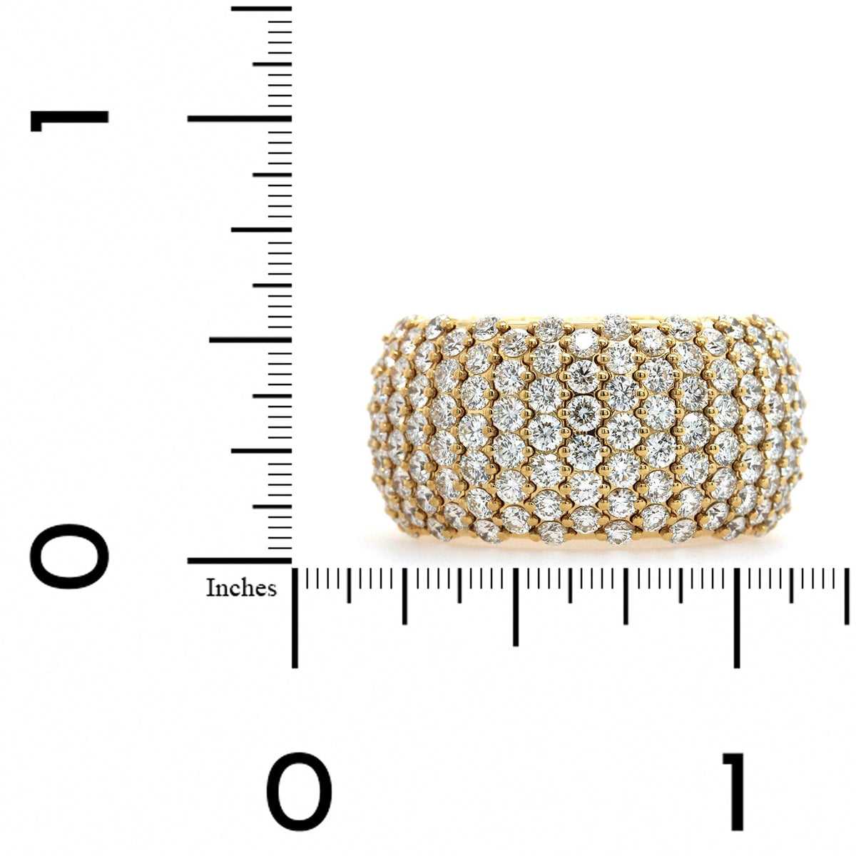 Zydo 18K Yellow Gold Alternating Diamond Rows Stretch Ring