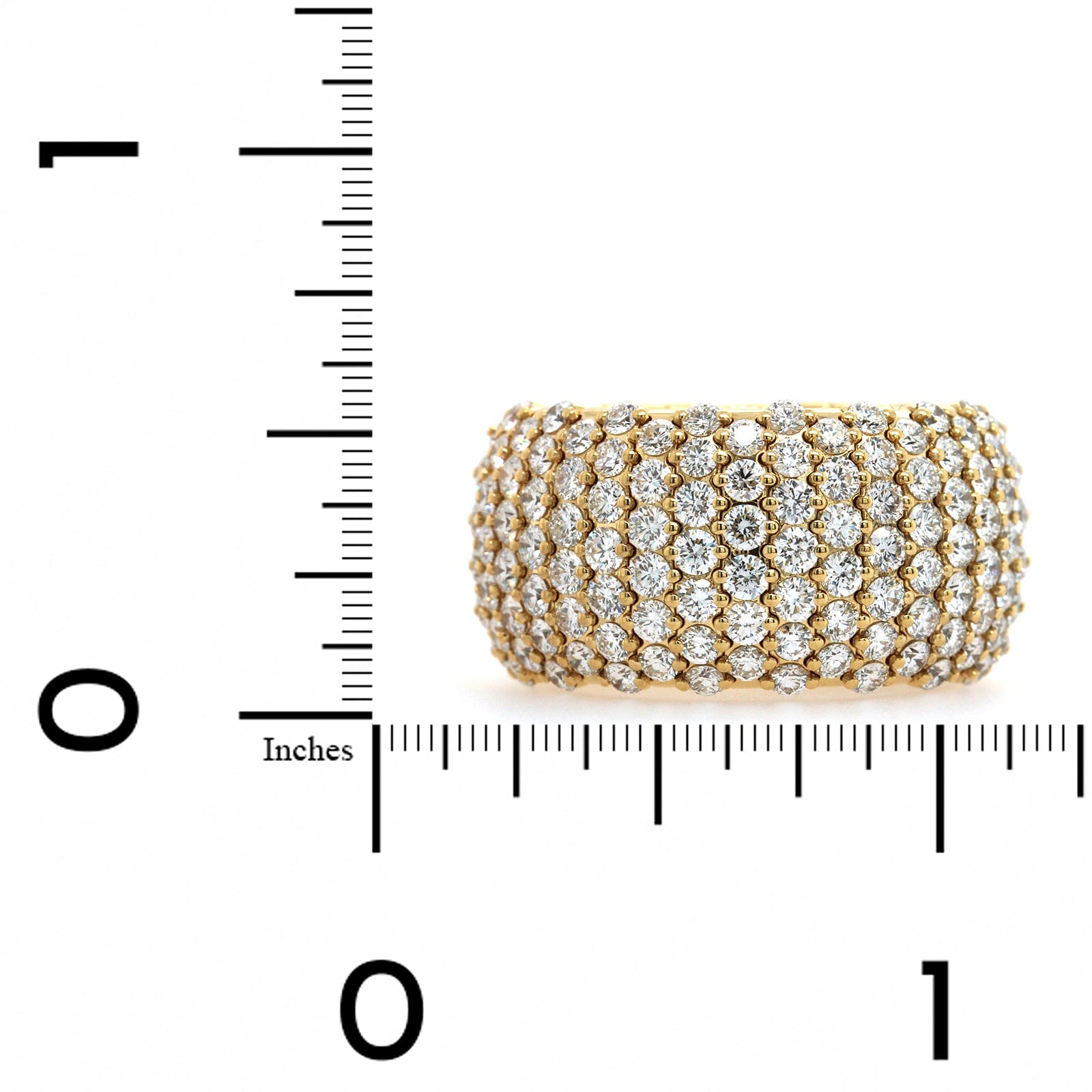 Zydo 18K Yellow Gold Alternating Diamond Rows Stretch Ring