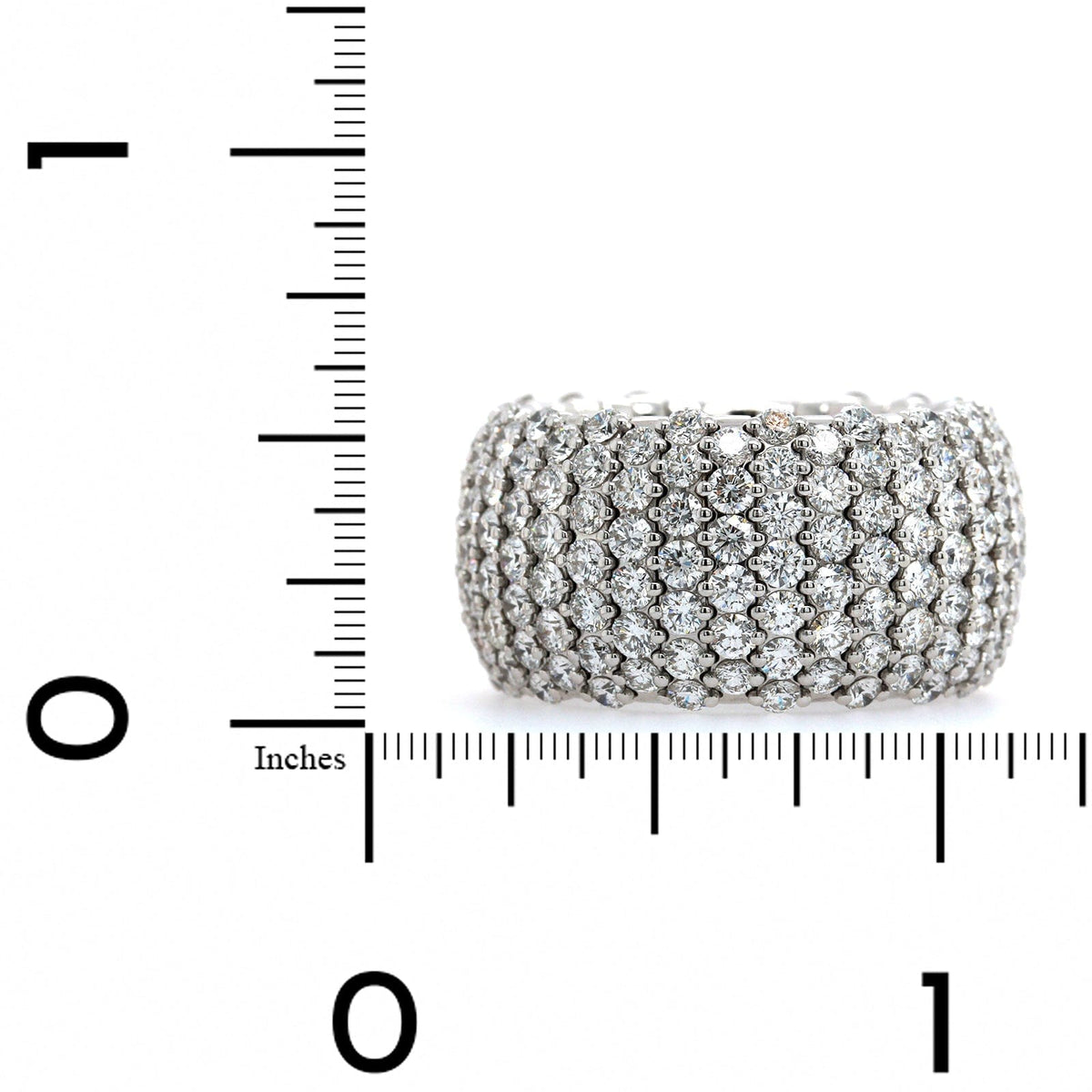 Zydo 18K White Gold Alternating Diamond Rows Stretch Ring