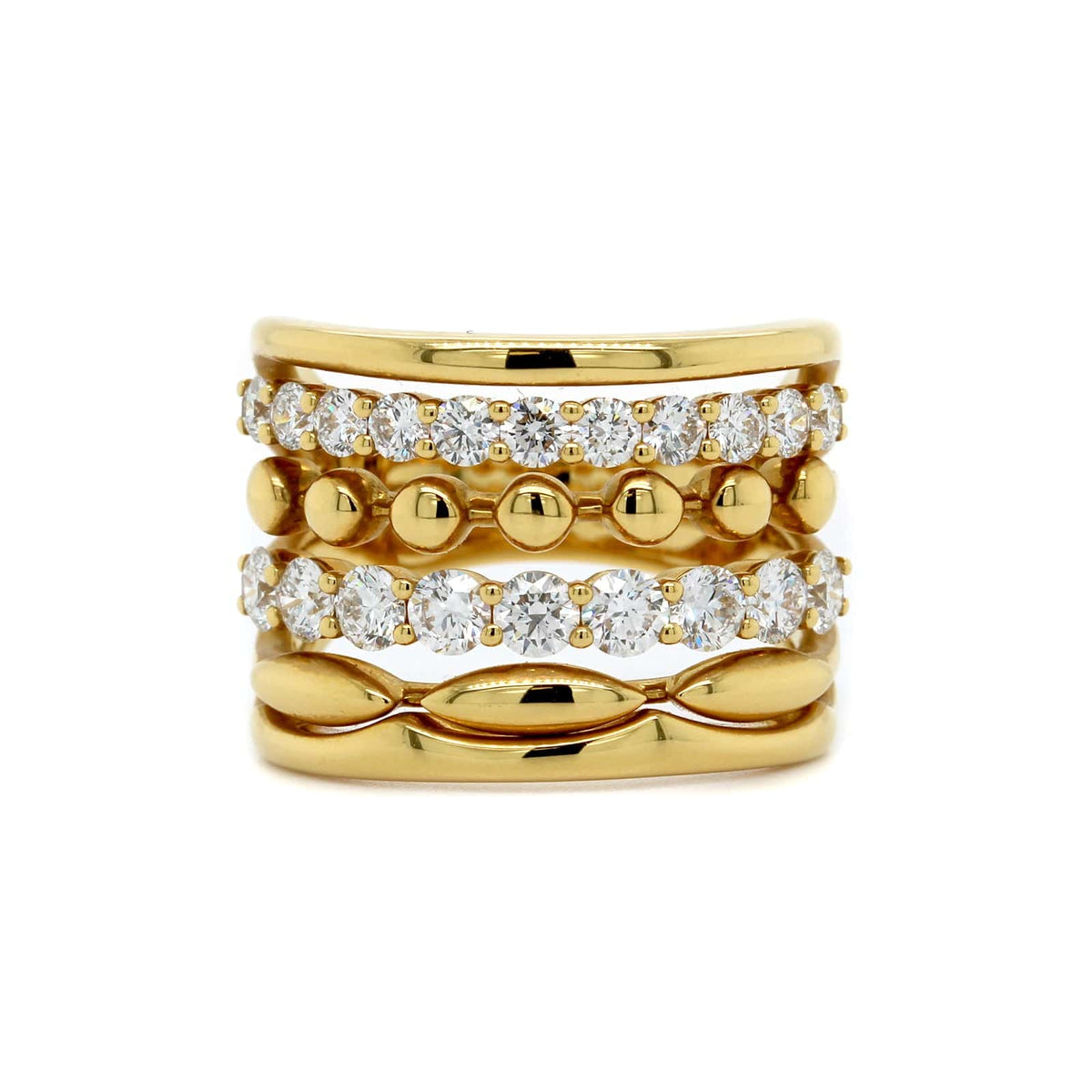 Etho Maria 18K Yellow Gold 6 Row Diamond Ring