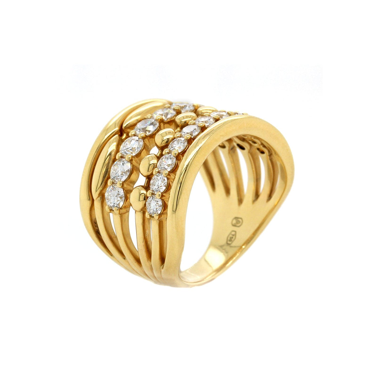 Etho Maria 18K Yellow Gold 6 Row Diamond Ring