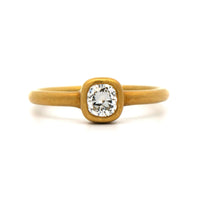 18K Yellow Gold Bezel Set Cushion Diamond Ring