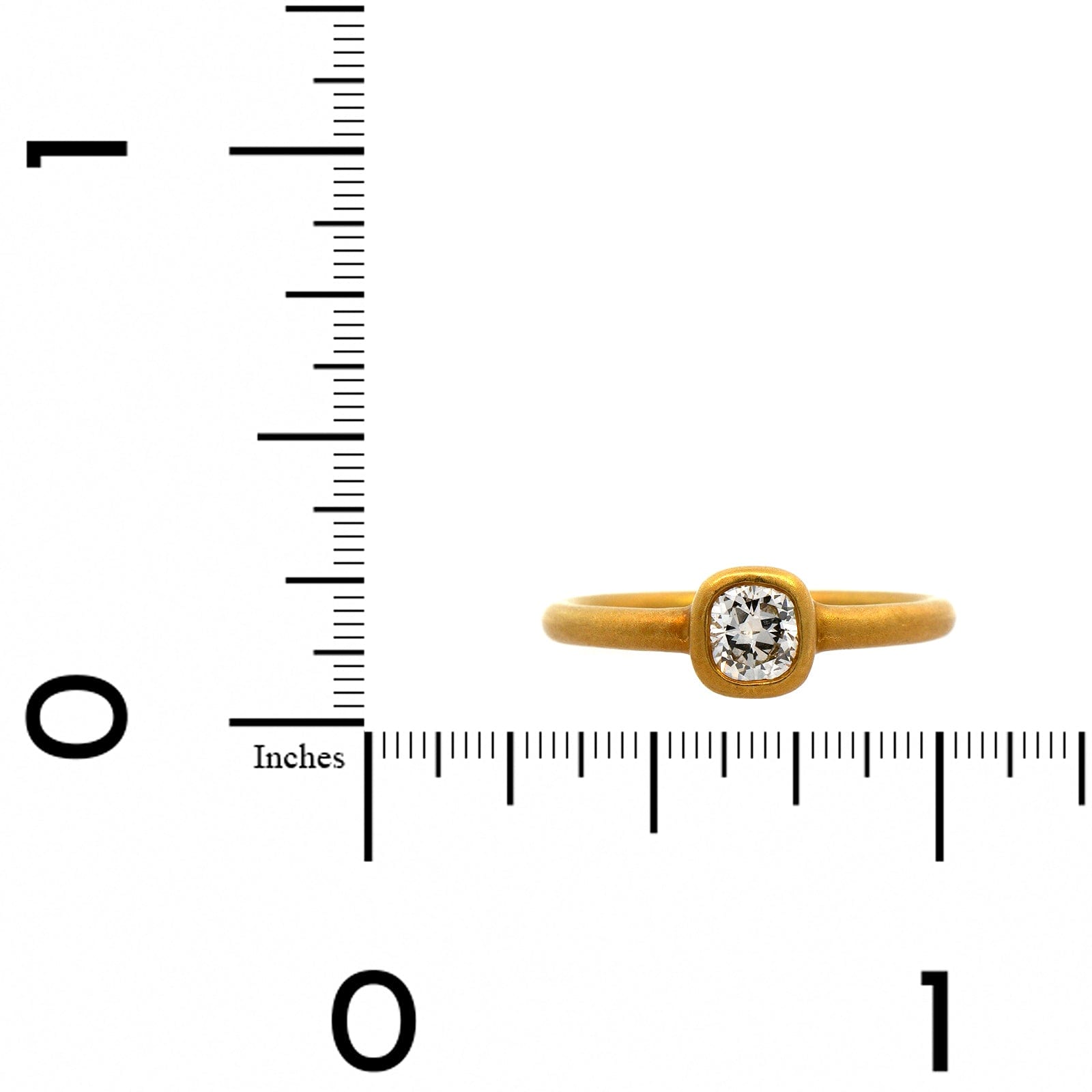 18K Yellow Gold Bezel Set Cushion Diamond Ring