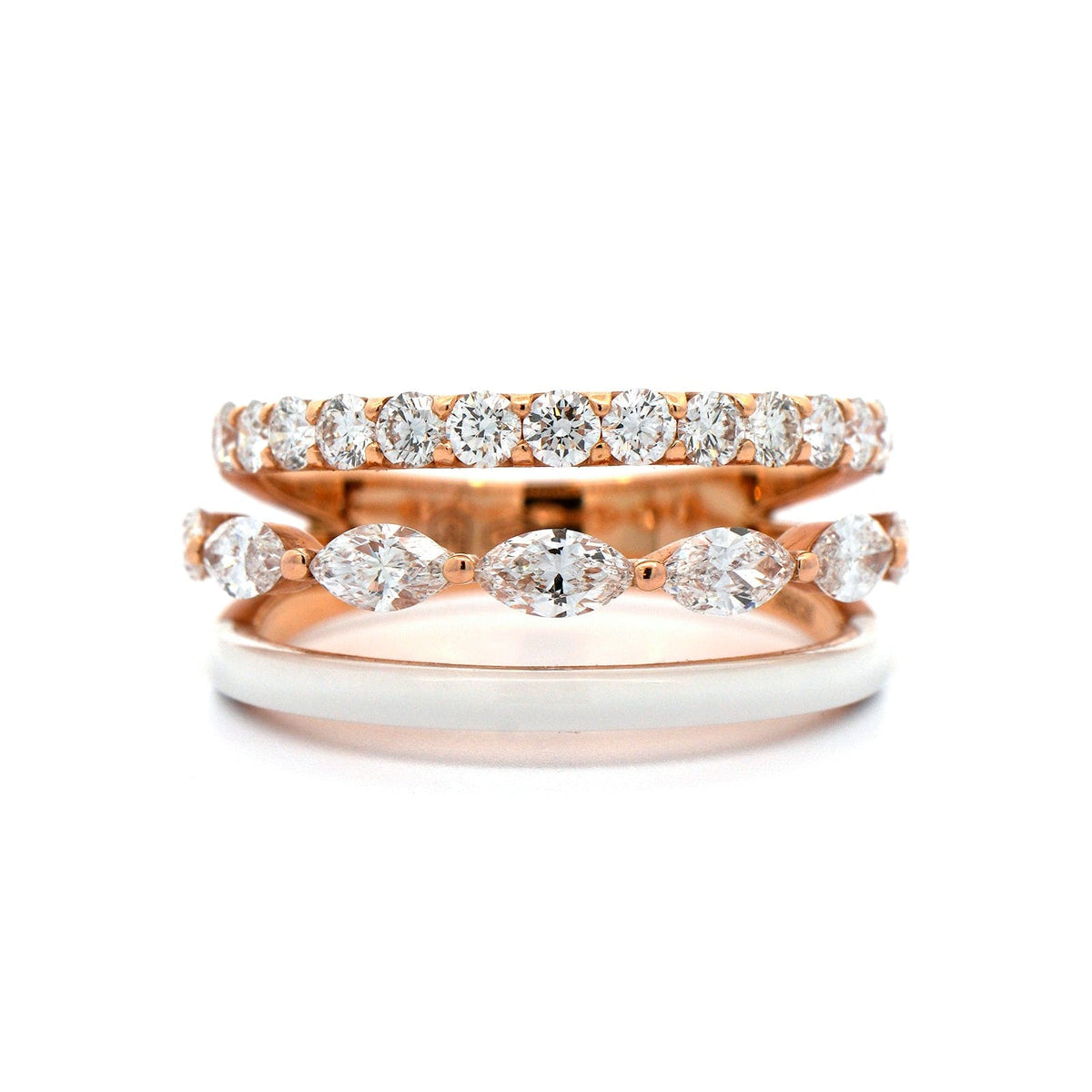 Etho Maria 18K Rose Gold Diamond and White Ceramic Ring