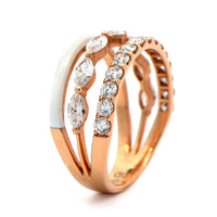 Etho Maria 18K Rose Gold Diamond and White Ceramic Ring