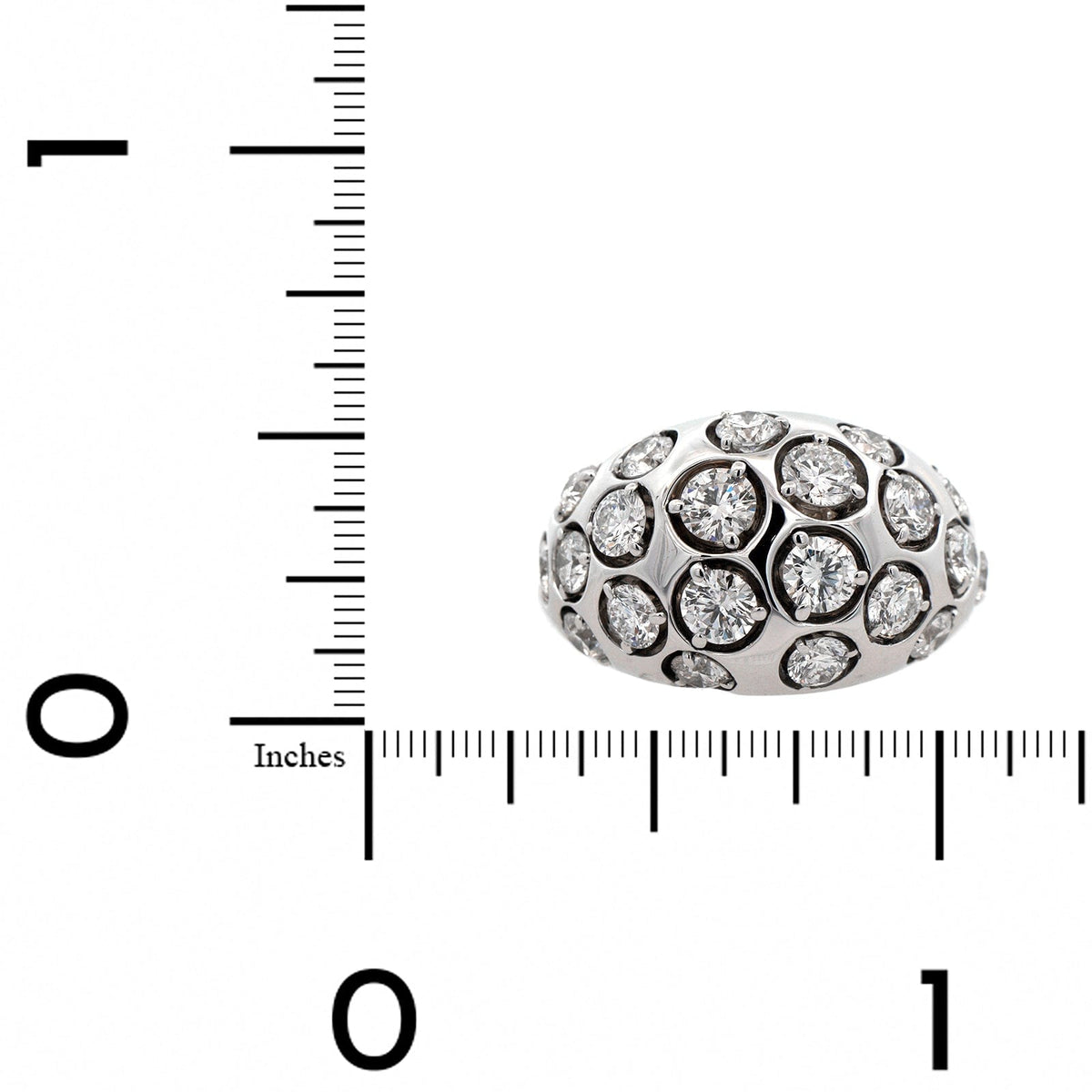 18K White Gold Diamond Domed Band