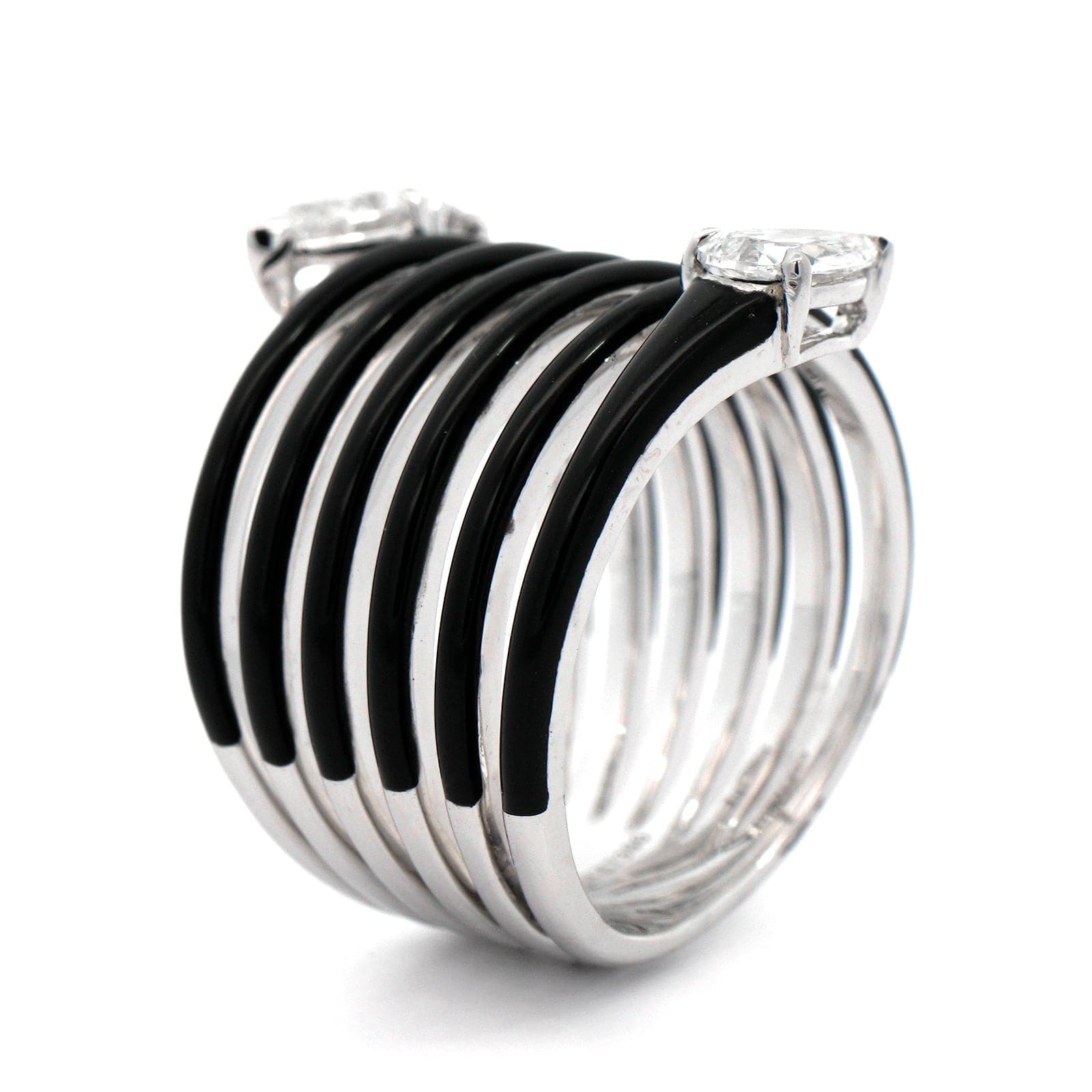 Etho Maria 18K White Gold Diamond and Black Ceramic Coil Ring