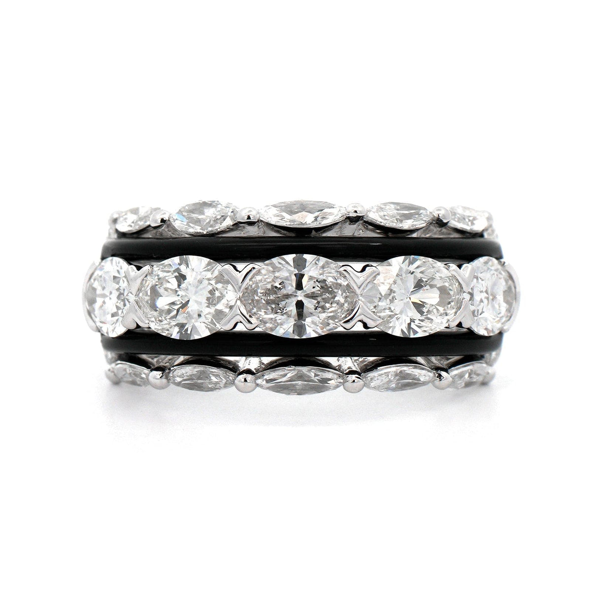 Etho Maria 18K White Gold Diamond and Black Ceramic Ring