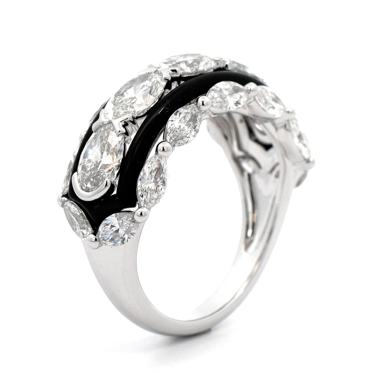 Etho Maria 18K White Gold Diamond and Black Ceramic Ring